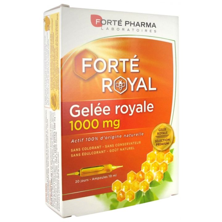 Gelée royale 1000 mg Forté Pharma - boîte de 20 ampoules de 10 ml
