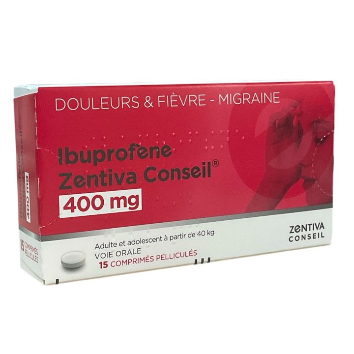 Ibuprofène 400mg Zentiva Conseil - boite de 15 comprimés pelliculés 