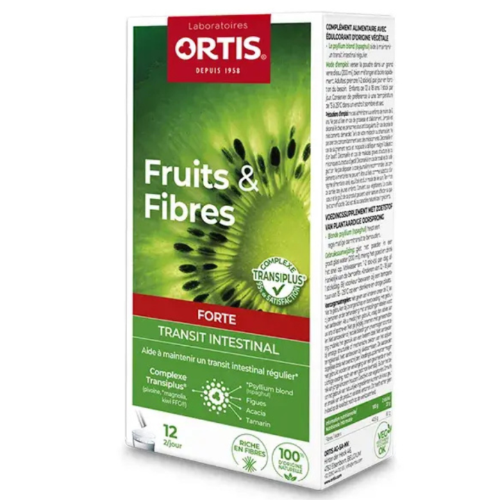 Fruits et fibres transit intestinal Ortis - boite de 12 sticks 