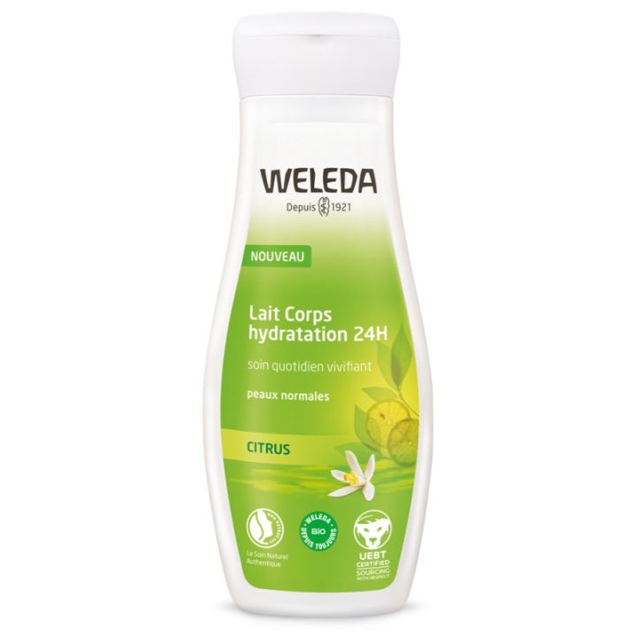 Lait corps hydratation 24H au Citrus Weleda - flacon de 200 ml