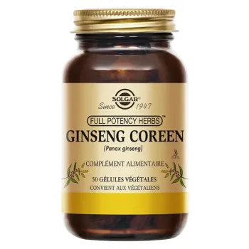 Ginseng coréen Solgar - pot de 50 gélules