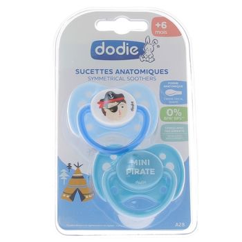 Sucettes anatomiques silicone +6 mois Dodie - 2 sucettes