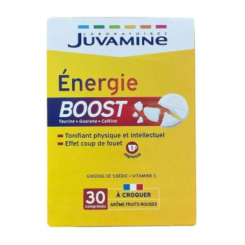 Energie Boost arôme fruits rouges Juvamine - boite de 30 comprimés à croquer
