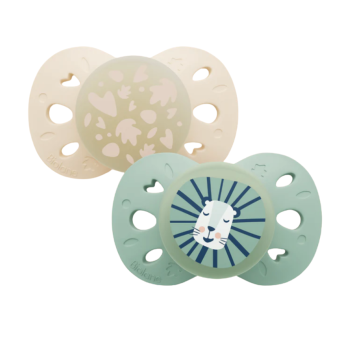 Sucettes anatomiques nuit 6-18 mois animaux Biolane - lot de 2 sucettes