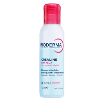 Créaline H2O yeux Biphase micellaire démaquillant waterproof Bioderma - flacon de 125 ml