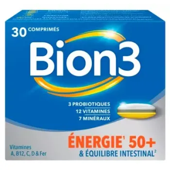 Bion 3 Energie 50+ et équilibre intestinal - boîte de 30 comprimés