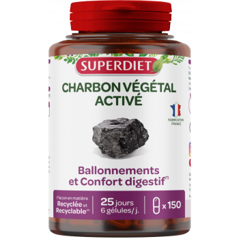 Charbon végétal Super Diet - boîte de 150 gélules