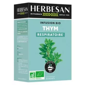 Infusion thym respiration bio Herbesan - boite de 20 sachets