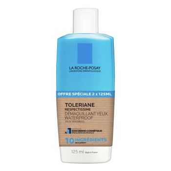 Tolériane respectissime démaquillant yeux waterproof La Roche-Posay - lot de 2 flacons de 125ml