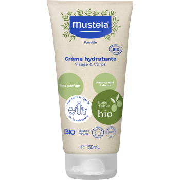 Crème hydratante sans parfum bio Mustela - tube de 150 ml