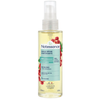 Huile sèche fortifiante Ricin Bio Natessance - flacon pompe de 100ml