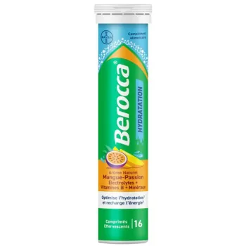 Berocca hydratation arôme naturel mangue passion - 16 comprimés effervescents
