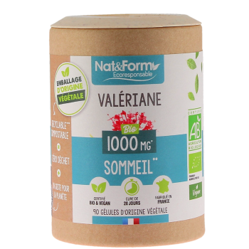 Val&eacute;riane bio 1000mg Ecoresponsable Nat&Form - pot de 90 g&eacute;lules