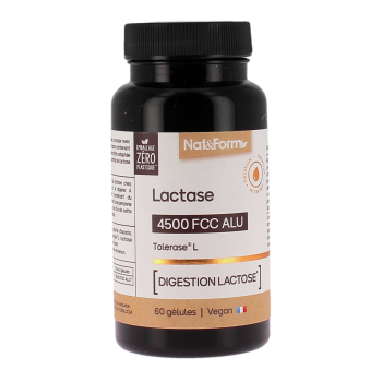 Lactase tolérase L 4500 fcc alu Nat&form - pot de 60 gélules