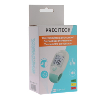Precitech mini thermomètre vert sans contact Horizane - boite d'un thermomètre