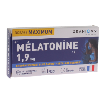 Mélatonine 1,9mg dosage maximum Granions - boite de 30 comprimés