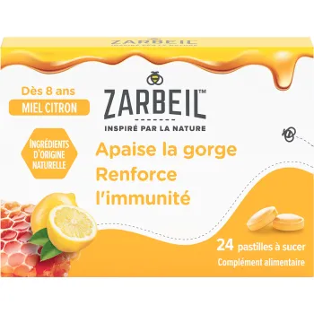 Pastilles gorge et immunité Miel citron Zarbeil - boîte de 24 pastilles