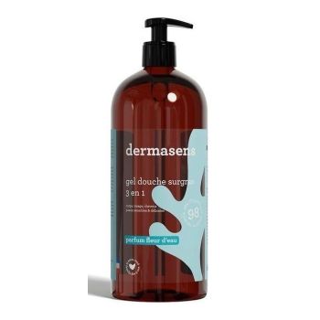 Dermasens gel douche surgras 3en1 parfum fleur d'eau Marque Verte - flacon-pompe de 1L