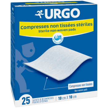 Compresses stériles non tissé Urgo - 25 sachets de 2 compresses 10 x 10 cm