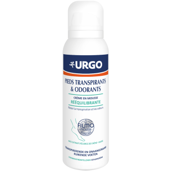 Cr&egrave;me mousse r&eacute;&eacute;quilibrante pieds transpirants Urgo - flacon de 125ml