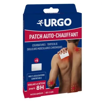 Patch auto-chauffant 8h Urgo - boite de 4 patchs 