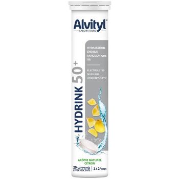 Hydrink 50+ arôme naturel citron Alvityl - tube de 20 comprimés effervescents
