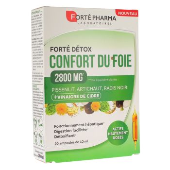 Forté détox confort du foie 2800mg Forté Pharma - boite de 20 ampoules de 10ml
