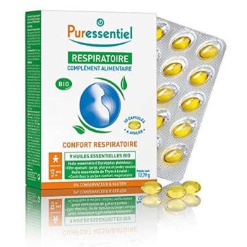Capsules bronches aux huiles essentielles bio Puressentiel - boîte de 30 capsules