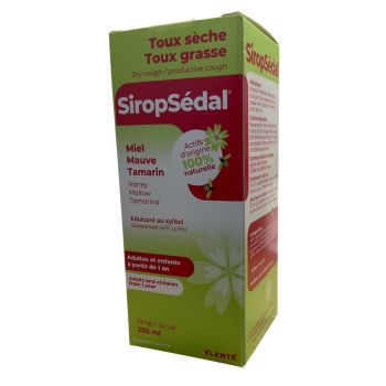 SiropSédal Toux sèche et grasse goût caramel Elerté - flacon de 250ml