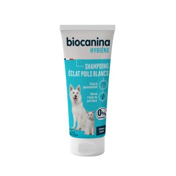 Shampoing éclat poils blancs chien et chat Biocanina - tube de 200 ml