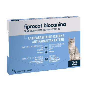 Fiprocat 50 mg Solution spot-on chats Biocanina - 3 pipettes de 0,5 ml