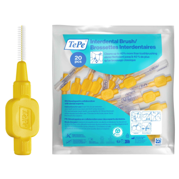 Brossettes interdentaires jaune taille 4 (0.7 mm) TePe - sachet de 20 brossettes