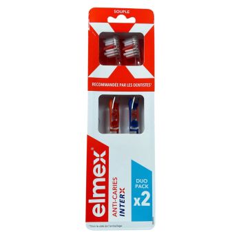 Brosse à dents anti-caries InterX souple Elmex - 2 brosses à dents
