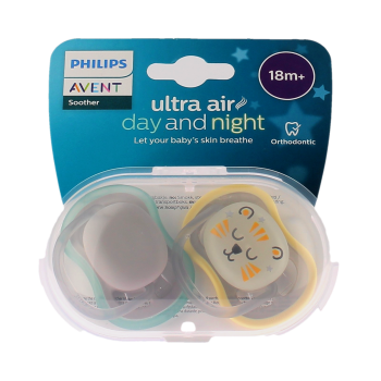 Sucette ultra air day and night 18 mois et + Avent - boîte de 2 sucettes