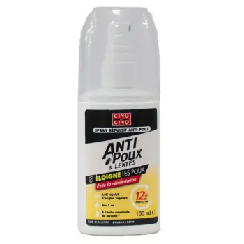 Spray répulsif anti-poux protection 12H Cinq sur Cinq - spray de 100ml