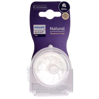 Tétine Natural Response Liquides épais 6 mois et + Avent - lot de 2 tétines
