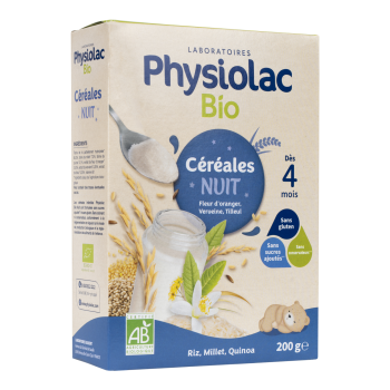 Céréales nuit bio dès 4 mois Physiolac - boîte de 200 g