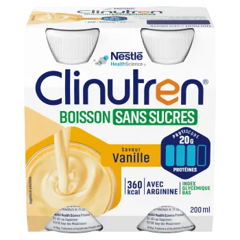 Clinutren Boisson sans sucres Vanille Nestlé - 4 bouteilles de 200ml