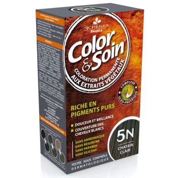 Color & soin coloration permanente Châtain clair 5N Les 3 chênes - 1 kit