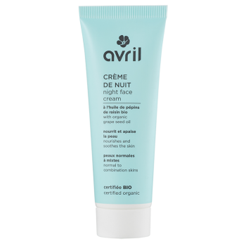 Crème de nuit peaux normales et mixtes bio Avril - tube 50 ml