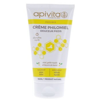 Cr&egrave;me philomiel douceur pieds Apivita - tube de 150 ml