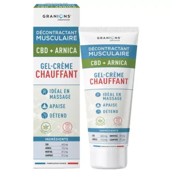 Décontractant musculaire Gel-crème chauffant CBD + arnica Granions - tube de 75 ml