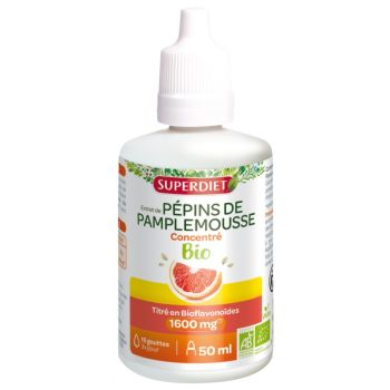 Extrait de pépins de pamplemousse 1600mg bio Super Diet - flacon compte-goutte de 50ml