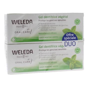 Gel dentifrice végétal Weleda - lot de 2 tubes de 75 ml
