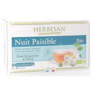 Infusion nuit paisible BIO saveur bergamote Herbesan - boîte de 20 sachets