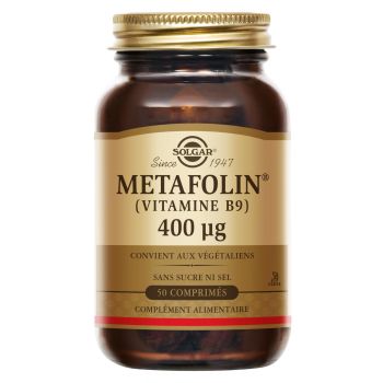 Metafolin 400 µg (vitamine B9) Solgar - boîte de 50 comprimés