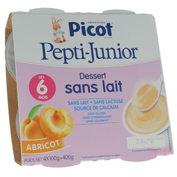 Pepti-junior dessert sans lait goût abricot Picot - 4 pots de 100g