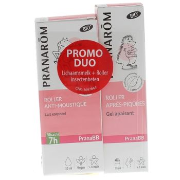 Pranabb Roller anti-moustiques bio + Roller après-piqûres bio Pranarôm - lot de 2 rollers