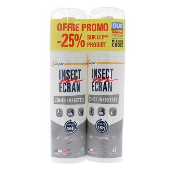 Spray répulsif anti-moustiques zones infestées Insect écran - lot de 2 sprays de 100 ml