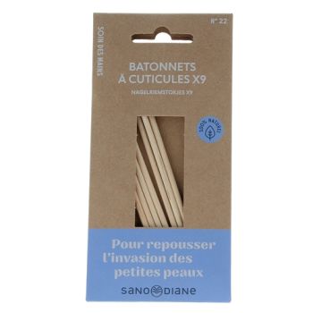 Bâtonnets à cuticules bois exotique Sanodiane - 9 bâtonnets